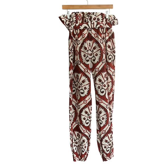 Johanna Ortiz Baru Nomadic Hunting Paperbag Cotton Pants Rust Red Size 6 NWT - Picture 5 of 10